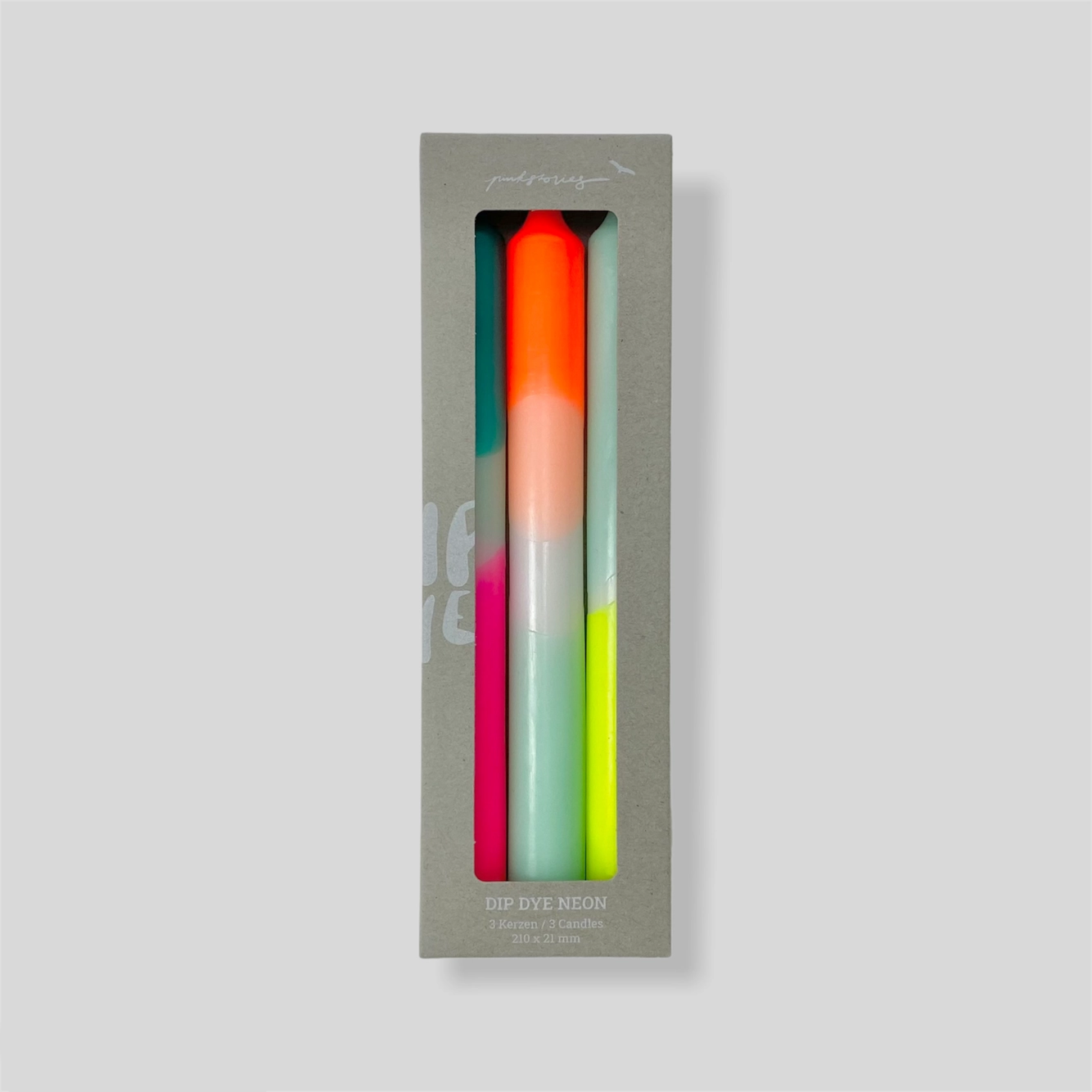 Dip Dye Neon Candle Stick - Rainbow Kisses